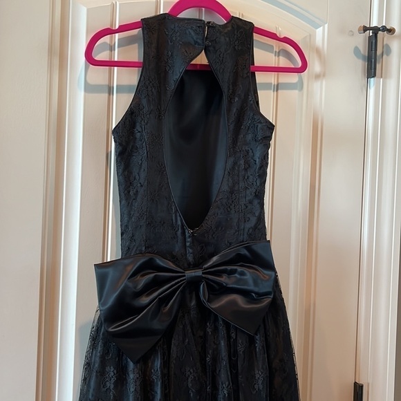 JESSICA McClintock Gunne Sax Whimsigoth black lace dress large bow open back S - Picture 7 of 17